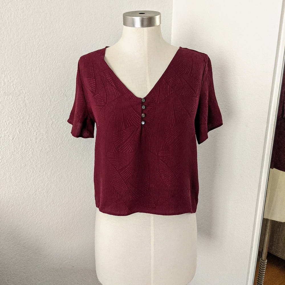 Amor Vert Willa Silk Matelasse Blouse M